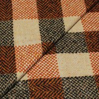 Tartan 100% laine - Carreaux ton orange (Coupon de 2.60 mètres)