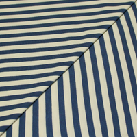 Molleton non gratté (French Terry) - Rayure écru & bleu