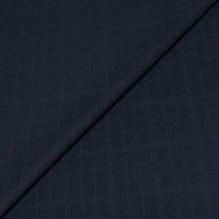 Gabardine sergé croisé coton & élasthanne - Carreaux bleu marine