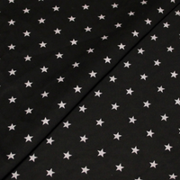 Popeline 100% coton - Étoile grise fond noir