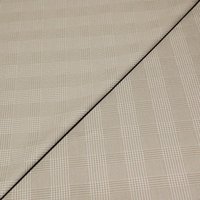 Gabardine sergé croisé coton & élasthanne - Prince de Galles grands carreaux beige