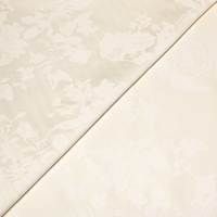 Gabardine coton & élasthanne - Floral ton-sur-ton blanc cassé