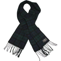 Écharpe à frange de laine - Carreaux vert et bleu