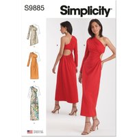Patron Simplicity 9885.Y5 (46-54) - Robe asymétrique à découpes et fronces