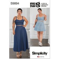 Patron Simplicity 9894.AA (38-46) - Ensemble corset court et jupe en deux longueurs
