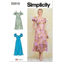 Patron Simplicity 9918.P5 (40-48) - Robe à encolure cœur avec variations de manches et de longueur