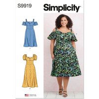 Patron Simplicity 9919.W3 (58-66) - Robe à encolure cœur avec variations de manches et de longueur