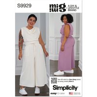 Patron Simplicity 9929.AA (32-50) - Ensemble détente avec top drapé et pantalon large