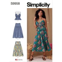 Patron Simplicity 9958.K5 (36-44) - Ensemble haut ajusté et jupe froncée pour femme