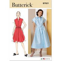 Patron Butterick 7021/U5 (44-52) - Robes boutonnées à col pointu