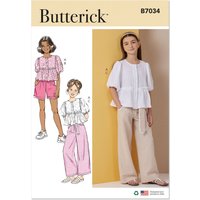 Patron Butterick 7034 A (7-14) - Haut boutonné avec short et pantalon assortis
