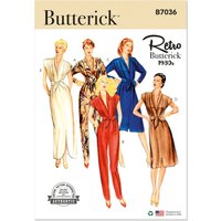 Patron Butterick 7036 H5 (34-42) - Combinaison, robe et ceinture-écharpe vintage