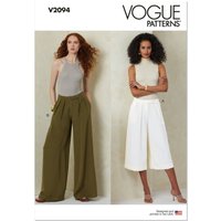 Patron Vogue 2094/Y5 (46-54) - Pantalon à jambes larges avec plis et ceinture boutonnée