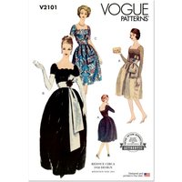 Patron Vogue 2101/H5 (34-42) - Robe vintage à encolure festonnée et ceinture-écharpe