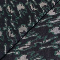 Jean's jacquard coton & élasthanne - Camouflage bleu & vert (Coupon de 3.40 mètres)