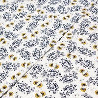 Jersey 100% coton - Cachemire fleuri bleu & jaune fond blanc