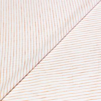 Étoffe lin & coton - Rayures fines orange fond blanc