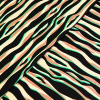 Jersey coton peigné & élasthanne – Zèbre noir, beige & vert