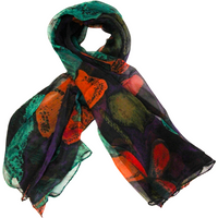 Carré mousseline 100% soie - Fleurs au crépuscule