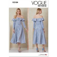 Patron Vogue 2104/Y5 (46-54) - Robe midi bardot plissée