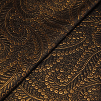 Brocart de soie - Motif baroque à pois bronze & noir