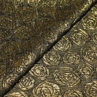 Brocart de soie - Fleur doré fond noir