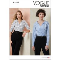 Patron Vogue 2113/Y5 (46-54) - Top ajusté encolure V avec manches courtes ou longues