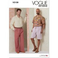 Patron Vogue 2120 AA (46-54) - Ensemble homme chemise ample, short ou pantalon et ceinture