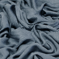 Satin crinckle 100% soie jacquard - Motif effet bois bleu gris