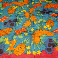 Paréo 100% coton - Multifruit fond bleu