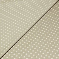 Satin coton & élasthanne - Pois blancs fond beige