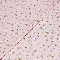 Double gaze 100% coton - Fleurs d'été fond rose