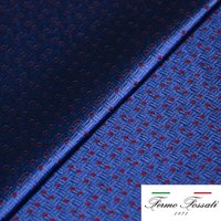 Jacquard 100% soie - Pois rouges fond bleu roi