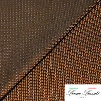 Jacquard 100% soie - Carreaux orange fond marron