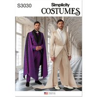 Patron Simplicity 3030.AA (44-52) - Costume homme dramatique : veste longue & pantalon