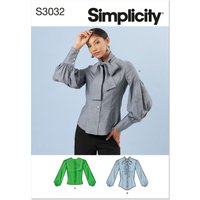 Patron Simplicity 3032.Y5 (46-54) - Blouse boutonnée devant avec cols et manches variés
