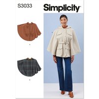 Patron Simplicity 3033.A (36-52) - Cape à zip devant, capuche ou col au choix