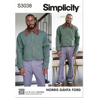 Patron Simplicity 3038.A (36-54) - Veste homme ample à zip & col contrastant