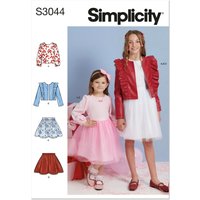 Patron Simplicity 3044.HH (3-6) - Ensemble enfant : veste à volants, hauts & jupes
