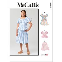 Patron McCall's 8619.A (7-14) - Robe froncée, top et jupe pour fille