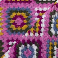 Laine bouillie - Granny square fond rose