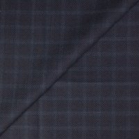 Tissu tailleur piqué 100% laine - Carreau bordeaux fond marine