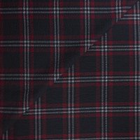 Seersucker de laine vierge & élasthanne – Carreau rouge et blanc fond noir