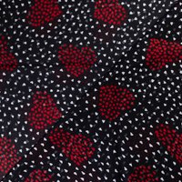Mousseline crinkle 100% viscose – Cœurs rouges et blancs fond noir
