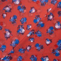 Mousseline crinckle – Fleuri bleu fond terracotta