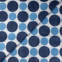 Promotion Tissus de rêve 30% de réduction sur le voile de lin et coton à pois bleu