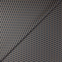 Maille Milano bi-stretch – Motif losanges beige, noir et bleu
