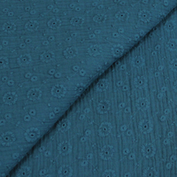 Double gaze 100% coton brodée fleuri - Canard