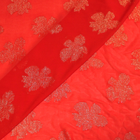 Mousseline de soie jacquard lancé découpé - Fleur rouge