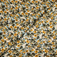 Javanaise imprimée - Floral kaki et jaune fond ecru